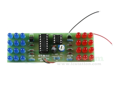 DIY Kit NE555 CD4017 LED Electronic Light Red Blue Dual Color LED Strobe Flashing Light Electronic Kits